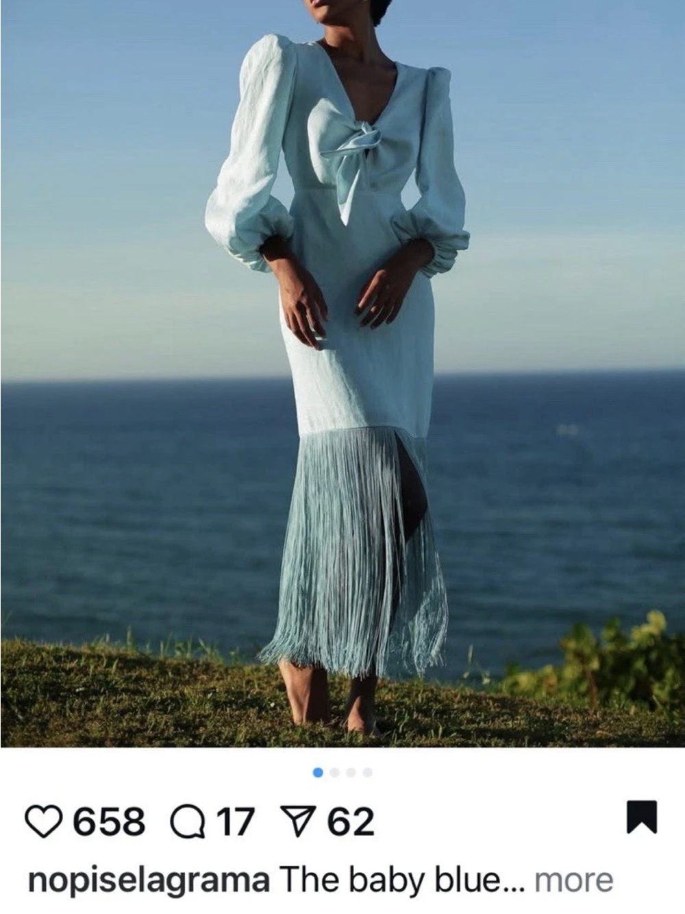 Baby Blue linen  and Fringe dress. NWT.